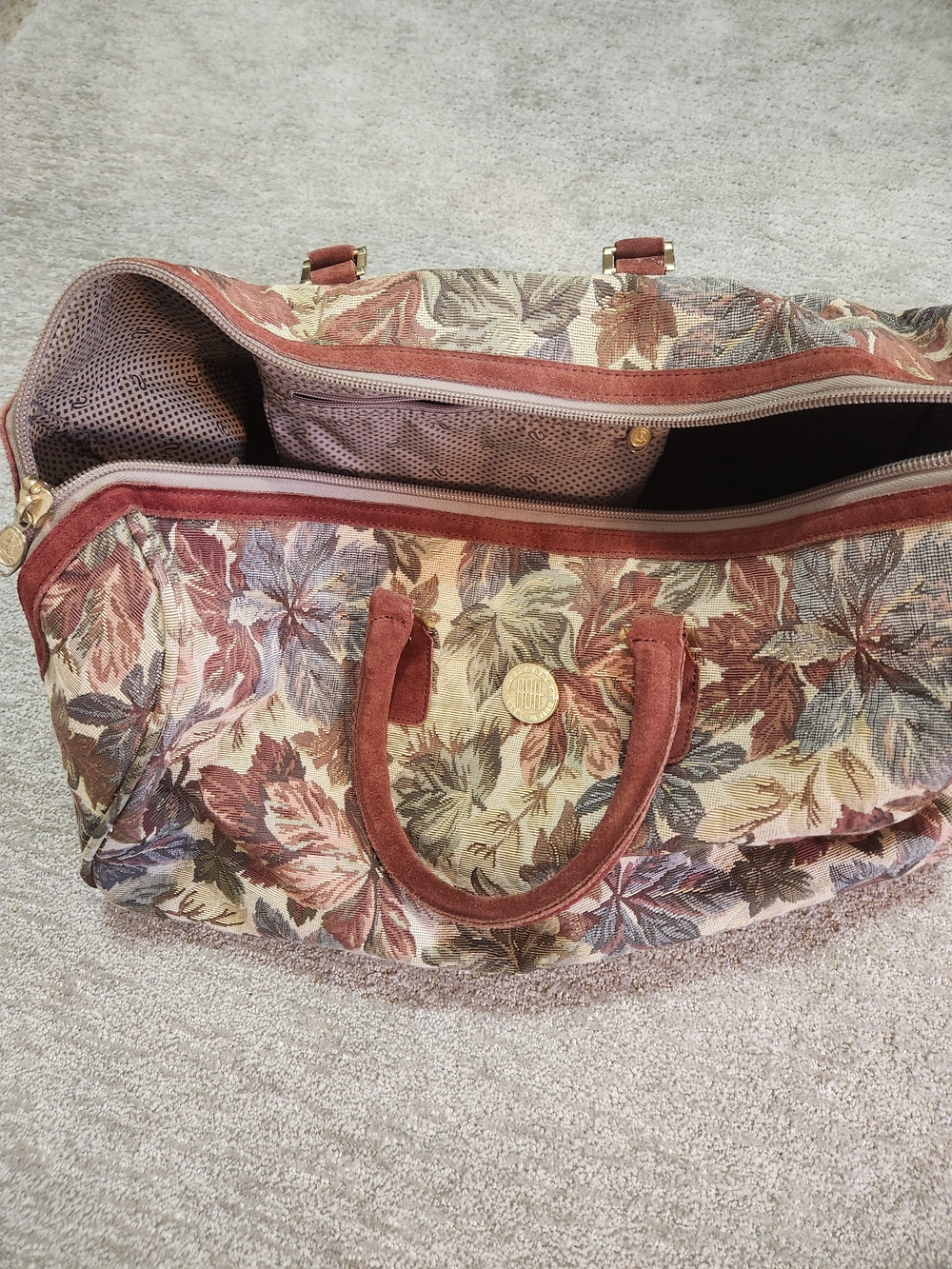 Vintage Ricardo Beverly Hills Floral Tapestry Weekender Bag